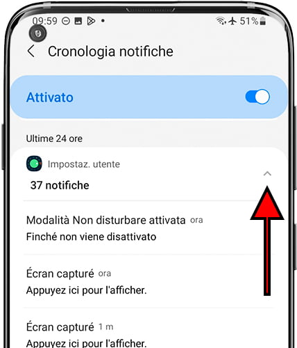 Comprimi le notifiche raggruppate