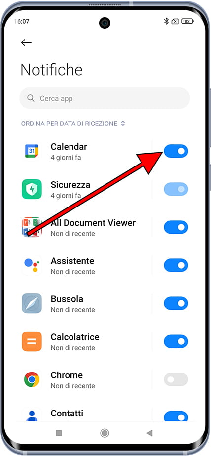 Attiva o disattiva le notifiche Xiaomi