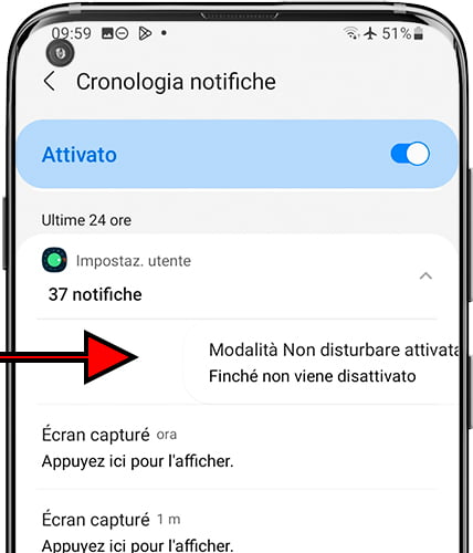 Elimina le notifiche di cronologia