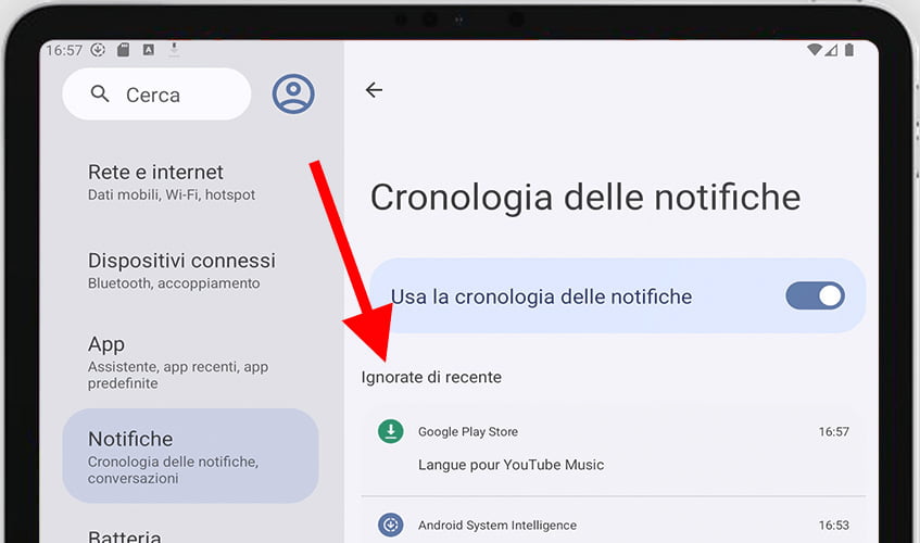 Tutte le notifiche Android recenti