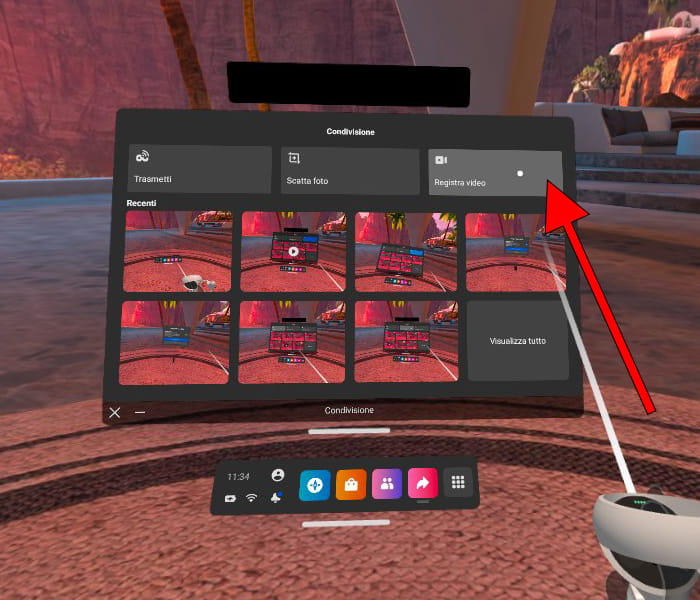 Pulsante di registrazione video di Oculus