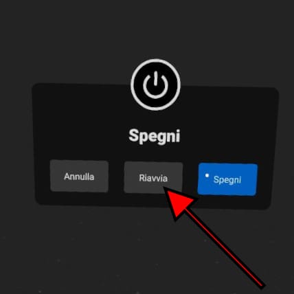 Schermata di riavvio di Oculus