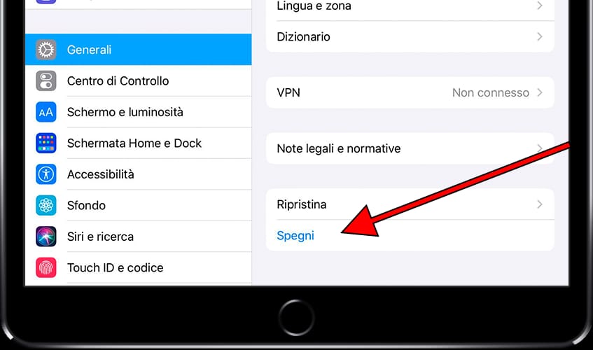 Disattivato, impostazioni generali iPhone