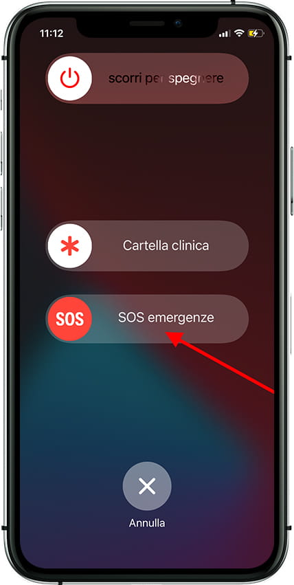 Prova con la chiamata di emergenza iPhone