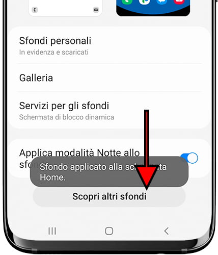 Lo sfondo è stato applicato su Samsung