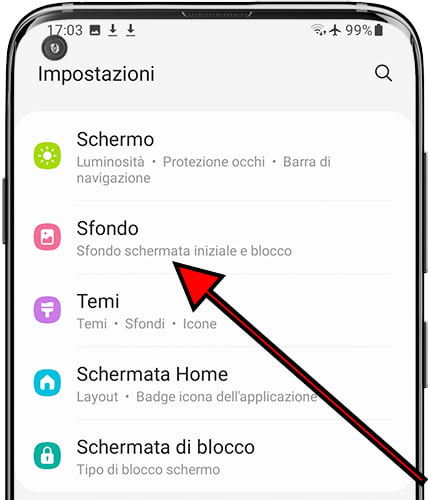 Impostazioni / sfondo Samsung